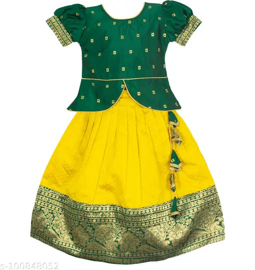 Brand New Banarasi Cotton Silk Lehenga Choli, embellished stitch type, short sleeves, puff-handed design, ready to wear