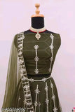 Embroidered Georgette Women's Choli and Net Dupatta Set (Semi-Stitched, 43in Waist, 70in Length), Indian traditional wear