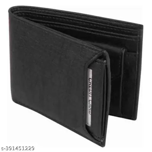 Violet faux leather men's wallet, three compartments, free size (11cm x 9cm), stylish design for modern use