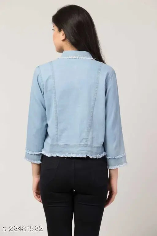 Denim Alisha Petite Women's ethnic jacket, solid combo, long sleeves, available in S, M, L, XL (36in/20in/15in/34in, 38in/20in/16in/36in, 40in/20in/16in/38in, 42in/20in/17in/40in) - Made in India