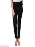 AngelFab Denim Broad belt Skinny Fit Stretchable High Waist Elastic Closer Ankle Length Solid BLack-Grey Jeggings for WomenPack Of 2