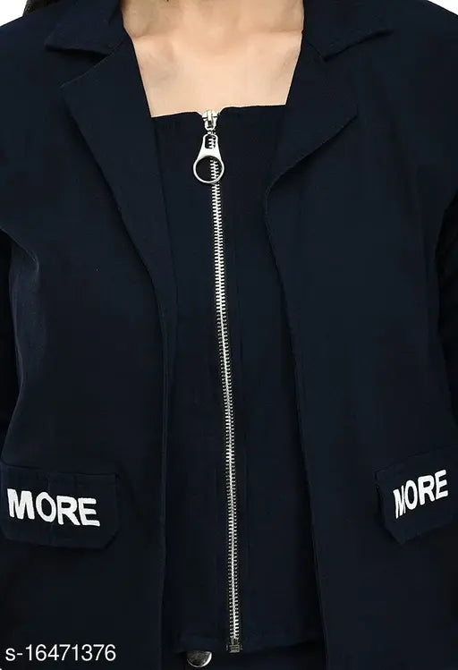 Women's cotton blend two-piece dress with mask, printed combo jacket and palazzo, three-quarter sleeves, India origin