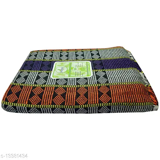 Feather green cotton blend double size daily use blanket, free size (90in x 60in), soft and cozy for home decor