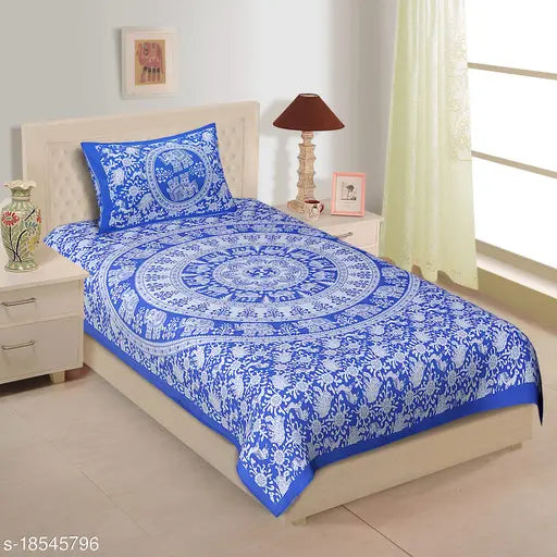 Jaipuri traditional single bedsheet combo, 2 pcs - Indian handloom cotton sheets