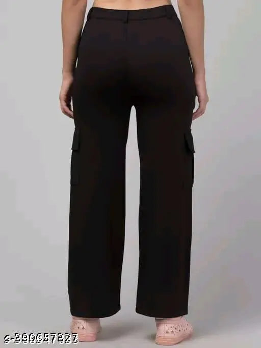 Women's cotton blend solid cargo pant, size 26/37in, India-made