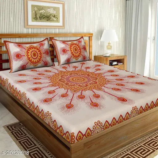 Brown 120TC cotton double bedsheet with 2 pillow covers from UniqChoice, ideal for queen-sized beds