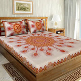 Brown 120TC cotton double bedsheet with 2 pillow covers from UniqChoice, ideal for queen-sized beds