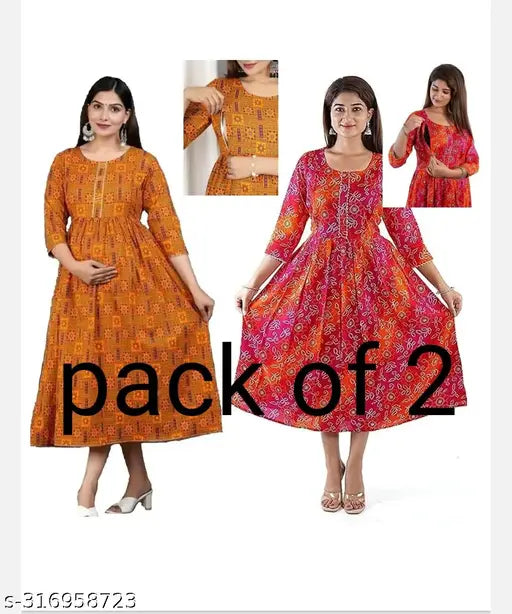 Maternity kameez combo pack of 2 in red and black