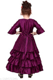 Purple velvet dress with puffy sleeves and V neck