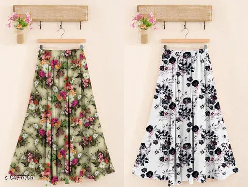 Vibrant printed net polyester Siya alluring women's skirt, free size (length 40in), made in India