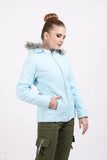 Blushh Collection women's PU quilted hooded jacket, long sleeves, XXS size, India-made