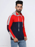 Cotton blend colorblocked men's hoodie with long sleeves, perfect for casual wear