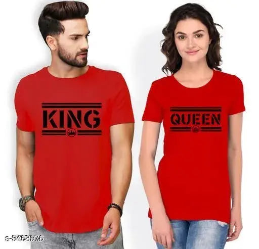 Pretty cotton blend couple t-shirt, short sleeves, printed net design, available in sizes S-XXL. Made in India
