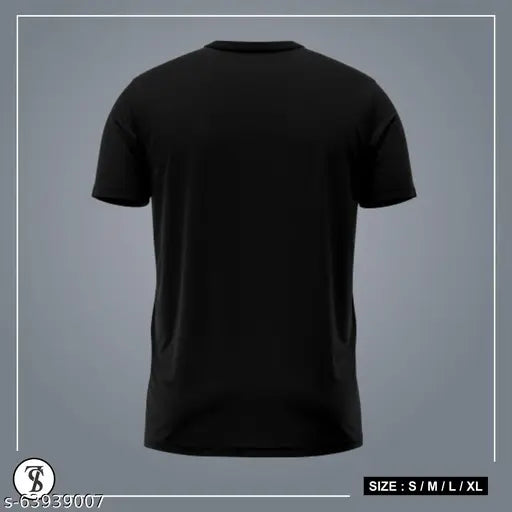 Black cotton men's printed t-shirt, size XL. Comfortable and stylish basic tee.