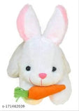 White teddy bear with carrot soft toy, perfect for home decoration or car decoration, ideal for girls aged 0-2 years. Handcrafted by R K Gift Gallery in India
