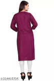 Rayon women's long kurta with full sleeves and front pocket