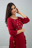 Embroidered rayon SANGAKURTI Women's Kurta and Palazzo Set with three-quarter sleeves, India origin