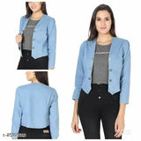 Denim shrug, three-quarter sleeves. Fancy fabulous women's capes & ponchos for party or casual wear. High quality, affordable, comfortable, seasonal design. Made in India