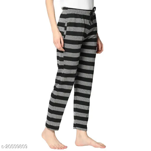 Black self-designed straight fit women's pants
