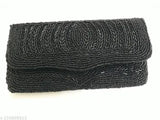 Black beaded clutch with chain shoulder strap