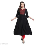 Rayon embroidered kurti for women, trendy three-quarter sleeves, Indian fashion