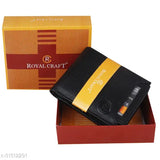 Attractive Men Black PU Two-Fold Wallet, imported genuine leather, solid design, credit card pocket, matte finish