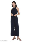Dyed/washed polyester sleeveless classy retro jumpsuit for women, fashion pyramid style on display rack. (Size: S, M, L, XL, XXL)