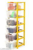 Yellow drawer organizer system with six compartments and transparent design