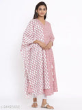 Women's latest cotton kameez with long sleeves and a geometric pattern on the shoulder, paired with white trousers
