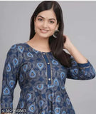 Rayon three-quarter sleeve printed kurti by Aman Maya, available in sizes S to XXXL