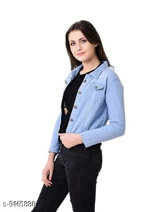 Denim Olla Stylish Women's Jacket - S [36in bust, 30in length], M [38in bust, 30in length], L [40in bust, 30in length], XL [42in bust, 30in length] - Indian origin