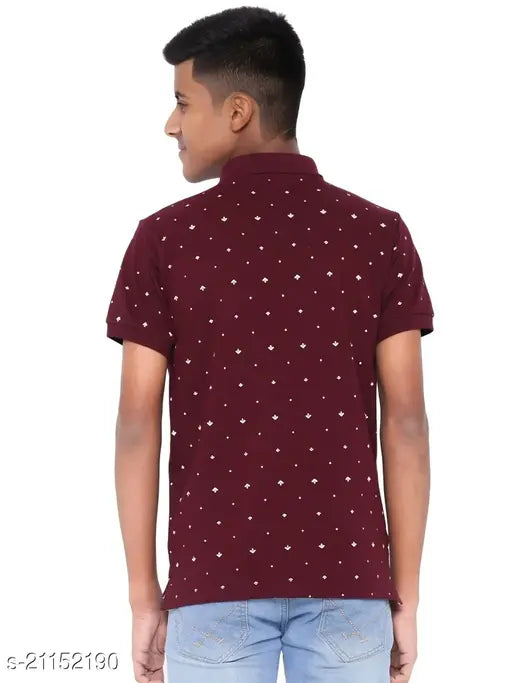 Cotton blend printed polo neck half sleeve men's t-shirt - vibrant design on Indian-made apparel