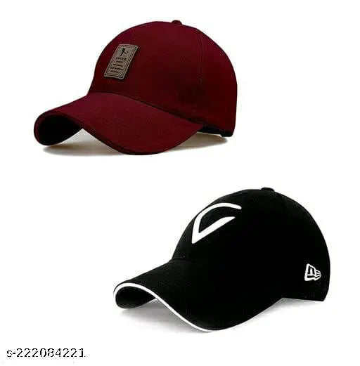 Stylish Edikovirat printed cotton baseball caps pack for kids and adults, pair for sports activities