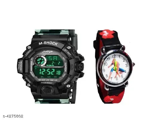 Stunning kids watches (pack of 2) - affordable, rich quality, free size digital watches for boys and girls, India-crafted accessory