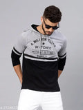 Grey printed cotton MANIAC men's hoodie, long-sleeved, Indian-made apparel