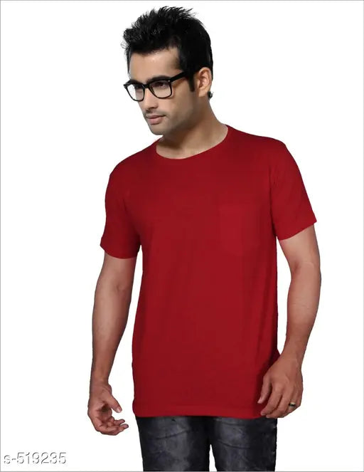 Trendy solid cotton slub jersey men's T-shirt, comfortable, breathable, made in India