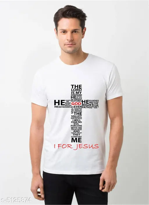 Comfy men's printed polyester t-shirt, short sleeves, multiple sizes available, made in India