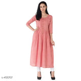 Designer solid combo three-quarter sleeve kurti, women's party wear from India