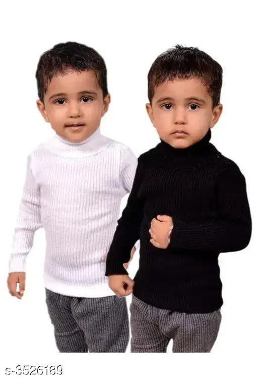 Boys black wool high neck sweaters pack of 2 - Self-design, kids winterwear in various sizes