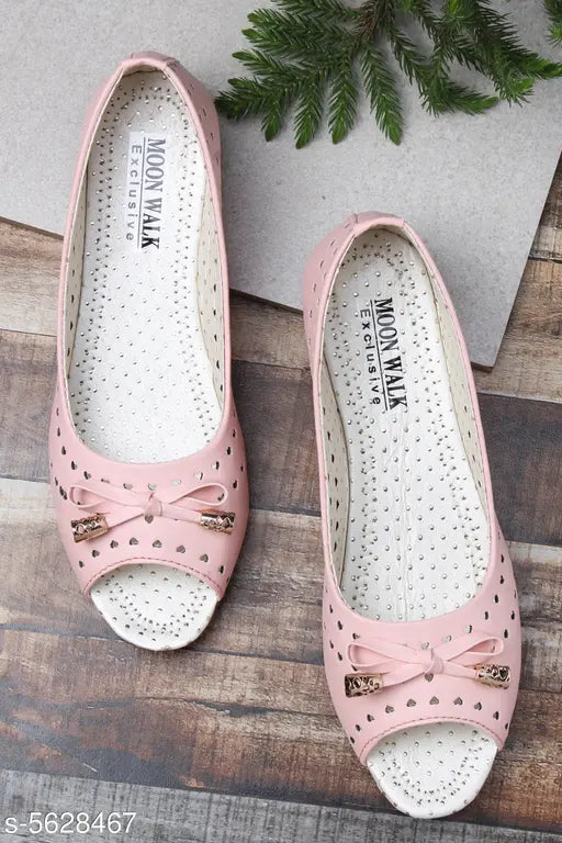 Synthetic pink bellies women's Moonwalk ballet flats - India-made solid style for beachwear or casual wear