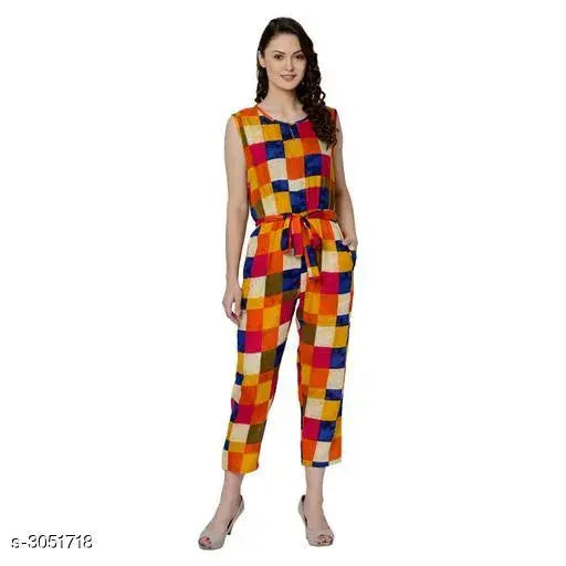 Elegant crepe women's jumpsuit, Indian-made, SMLXXL
