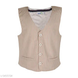 Tan and beige checkered kids vest with brown buttons