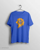 New attractive cotton short-sleeve printed men's T-shirt, vibrant design on display. Sizes: S, M (27in), L (28in), XL (29in), XXL. Made in India