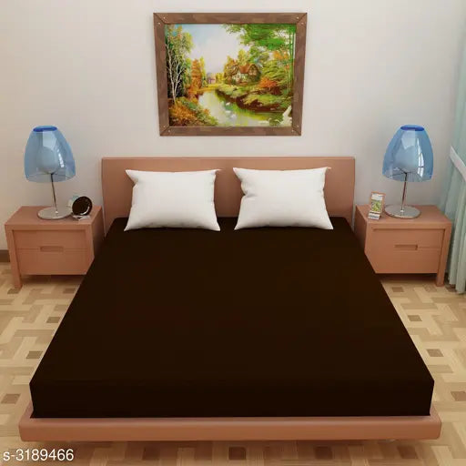 Waterproof coffee terry cotton fitted mattress protector, ultra-soft and hypoallergenic for queen/double bed (60 x 80 inches)