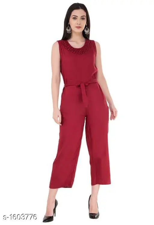 Elegant rayon lace jumpsuit, Indian handcrafted women's formal wear