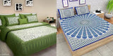 White and cotton Home Designer Combo Double Bedsheet with 4 matching pillow covers, printed design, 144 thread count