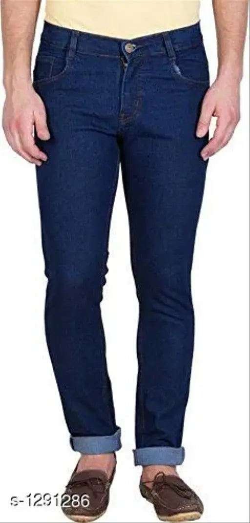 Casual cotton solid jeans, size 28-36, comfortable denim for everyday wear