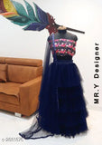 Embroidered semi-stitched net lehenga top and bottom, solid dupatta from India