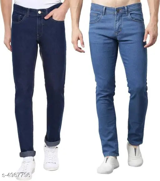 Cotton blend solid navy Deborah Ravishing men's jeans - size 28, 30, 32, 34, 36