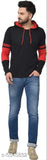 Trendy cotton blend men's hoodie with printed net design, long sleeves, available in sizes S-XL